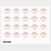 Roze Waterverf Bloemen Afstuderen 2018 Ronde Sticker (Vel)