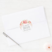 Roze Waterverf Bloemen Afstuderen 2018 Ronde Sticker (Envelop)