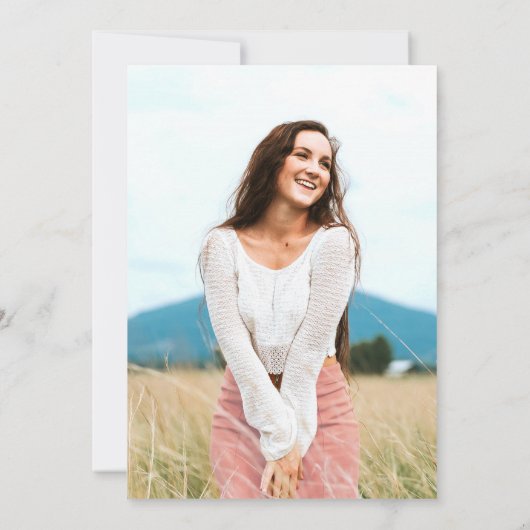 Roze Waterverf Bloemen Afstuderen Party Foto Kaart (Achterkant)