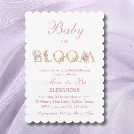 Roze Waterverf Bloemen Baby in Bloom Baby shower Kaart