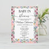Roze Waterverf Bloemen Baby in Bloom Baby shower Kaart (Staand voorkant)