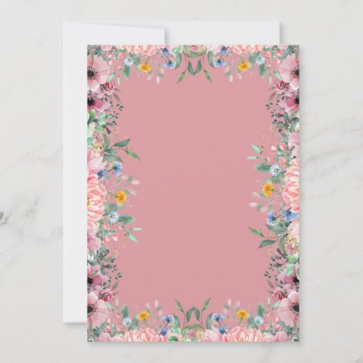 Roze Waterverf Bloemen Baby in Bloom Baby shower Kaart (Achterkant)