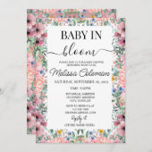 Roze Waterverf Bloemen Baby in Bloom Baby shower Kaart (Voorkant / Achterkant)