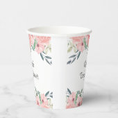  Roze Waterverf Bloemen Baby Meisje Douche Papieren Bekers (Rechts)