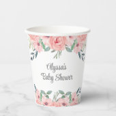  Roze Waterverf Bloemen Baby Meisje Douche Papieren Bekers