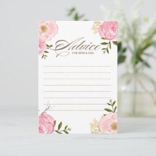 Roze Waterverf Bloemen Baby shower Advies Kaart II