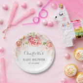 Roze Waterverf Bloemen Baby shower Bord (Feest)