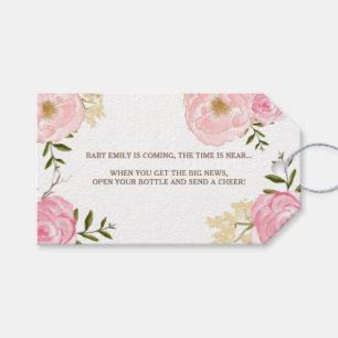 Roze Waterverf Bloemen Baby shower Gift Label Cadeaulabel