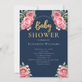 Roze Waterverf bloemen Baby shower Kaart