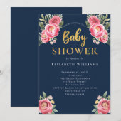 Roze Waterverf bloemen Baby shower Kaart (Voorkant / Achterkant)