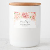 Roze Waterverf Bloemen Baby shower Label Voedselcontainer Etiket (Voorkant)