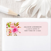 Roze Waterverf Bloemen baby shower retouradres Etiket (Insitu)