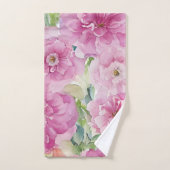 Roze waterverf bloemen bad handdoek (Handdoek)