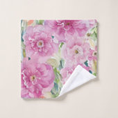 Roze waterverf bloemen bad handdoek (Wasdoekje)