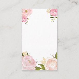 Roze Waterverf bloemen Blank Verticale kaart Visitekaartje