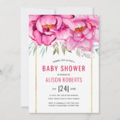 Roze waterverf bloemen Bloed Baby shower Kaart (Voorkant)