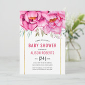 Roze waterverf bloemen Bloed Baby shower Kaart (Staand voorkant)