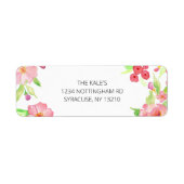Roze Waterverf Bloemen Bloemen Retourlabels Etiket (Voorkant)