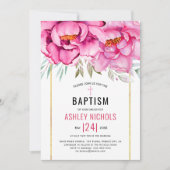 Roze waterverf bloemen bloemmeisje Baptisme Kaart (Voorkant)