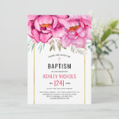 Roze waterverf bloemen bloemmeisje Baptisme Kaart (Staand voorkant)