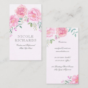 Roze Waterverf Bloemen Boeket Elegant Beauty Visitekaartje