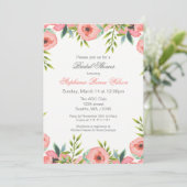 Roze Waterverf bloemen Bridal Shower Invitations Kaart (Staand voorkant)