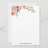Roze Waterverf bloemen Bridal Shower Invitations Kaart (Achterkant)