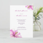 Roze Waterverf bloemen Bridal Shower Uitnodiging (Staand voorkant)