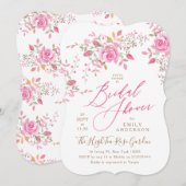 Roze Waterverf bloemen Bridal Shower Uitnodiging (Voorkant / Achterkant)
