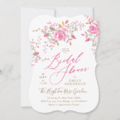 Roze Waterverf bloemen Bridal Shower Uitnodiging (Voorkant)