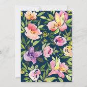 ROZE WATERVERF BLOEMEN bruids doucheuitnodiging Kaart (Achterkant)