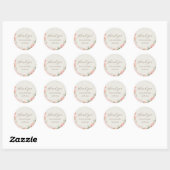 Roze Waterverf Bloemen Bruiloft Classic Ronde Stic Sticker (Vel)