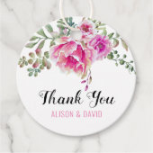 Roze waterverf bloemen bruiloft Dank u Bedankjes Labels (Voorkant)