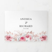  Roze Waterverf Bloemen bruiloft drievoudig Drieluik Uitnodiging (Cover)