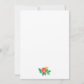 Roze Waterverf Bloemen Bruiloft Kaart (Achterkant)