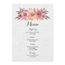  Roze Waterverf Bloemen Bruiloft Menu