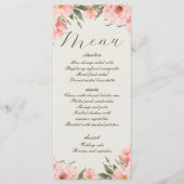 Roze Waterverf Bloemen Bruiloft Menu (Voorkant)