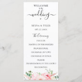 Roze Waterverf Bloemen Bruiloft Programmakaart (Voorkant)