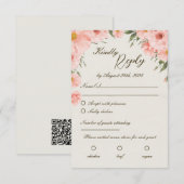 Roze Waterverf Bloemen Bruiloft RSVP Kaart (Voorkant / Achterkant)