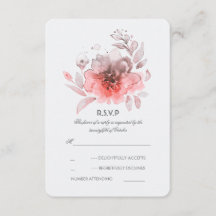 Roze Waterverf Bloemen Bruiloft RSVP Kaart