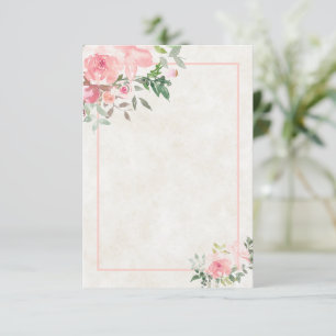 Roze waterverf bloemen bruiloft uitnodiging