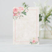 Roze waterverf bloemen bruiloft uitnodiging Blank (Staand voorkant)