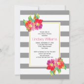 Roze waterverf bloemen bruiloft vrijgezellenfeest kaart (Voorkant)