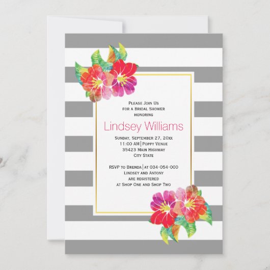 Roze waterverf bloemen bruiloft vrijgezellenfeest kaart (Voorkant)