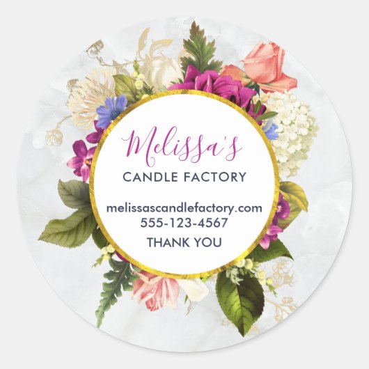  roze Waterverf Bloemen Business Ronde Sticker (Voorkant)