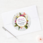  roze Waterverf Bloemen Business Ronde Sticker (Envelop)