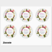  roze Waterverf Bloemen Business Ronde Sticker (Vel)