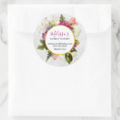  roze Waterverf Bloemen Business Ronde Sticker (Tas)