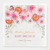 Roze Waterverf Bloemen & Citrus Baby shower Servet (Voorkant)