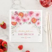 Roze Waterverf Bloemen & Citrus Baby shower Servet (Insitu)